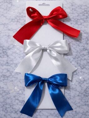 Satin Ribbon Bow Set - Red, White & Blue